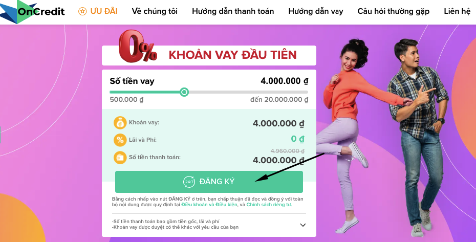 vay tín chấp online - oncredit