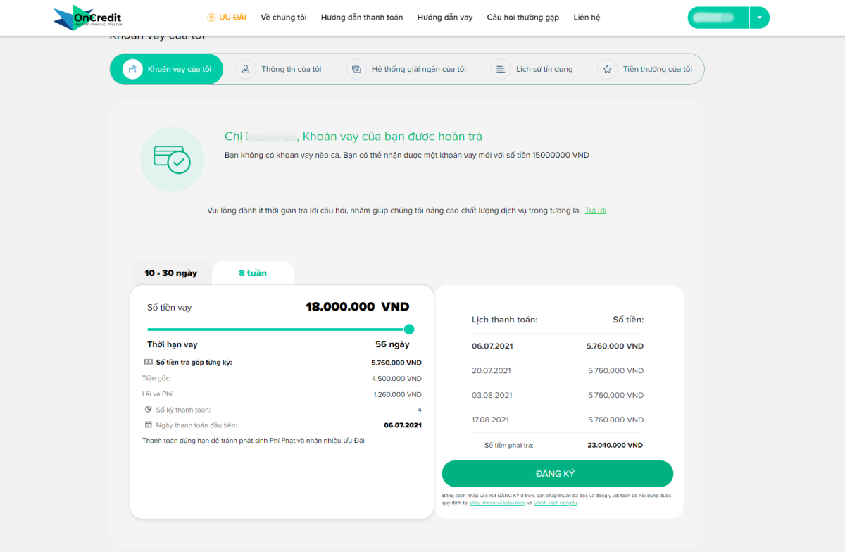 OnCredit tư vấn khoản vay trả góp online