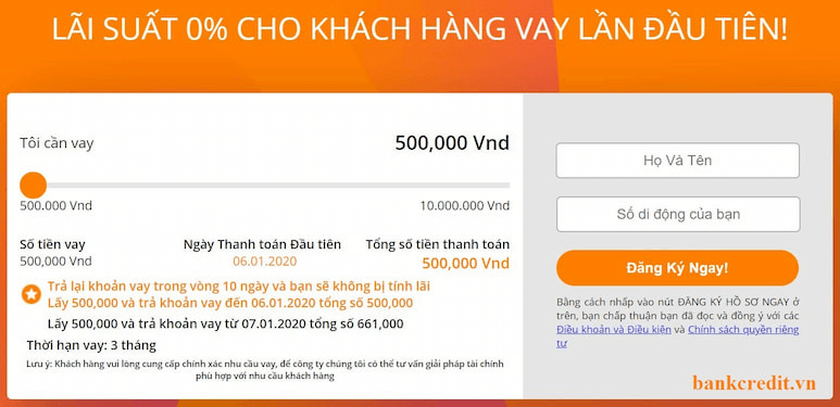 vay online không thế chấp tài sản